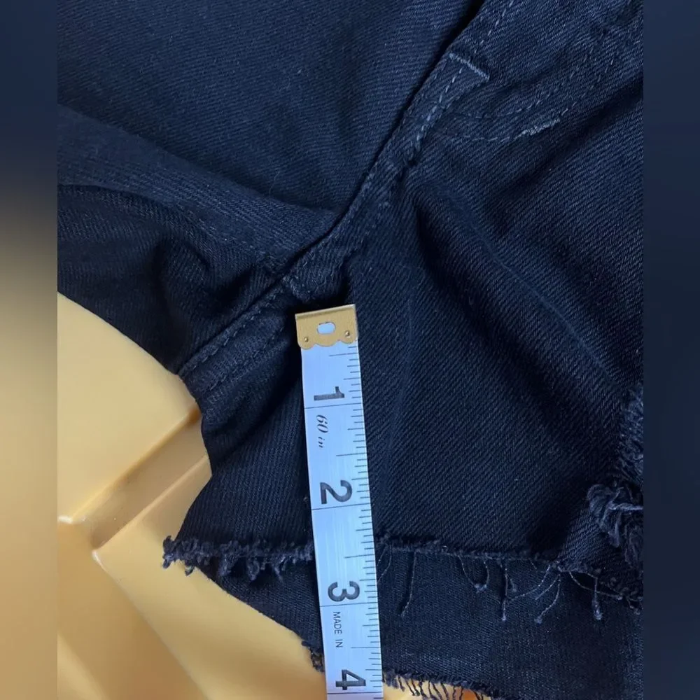 NWOT Free People Black Jeans Shorts Denim Distressed Sofia Sz 27
